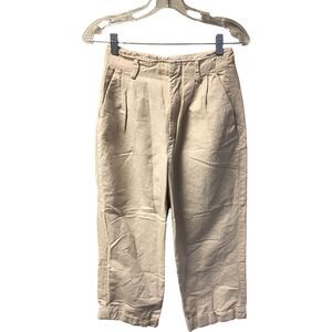 Zara Womens XS Beige Pants Wide Leg Slash Pocket Pleated Solid